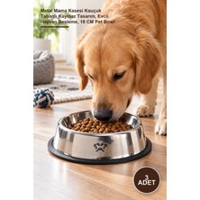 Yenilig 3 Adet Paslanmaz Çelik Mama Kabı – Metal Mama Kasesi Kauçuk Tabanlı Kaymaz Tasarım, Evcil Hayvan Besleme, 18 cm Pet Bowl