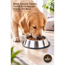 Yenilig 2 Adet Paslanmaz Çelik Mama Kabı – Metal, Kauçuk Tabanlı, 15 Cm, Evcil Hayvan Kasesi, Pet Bowl