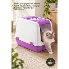 Yenilig 3 Adet Büyük Boy Kapalı Kedi Tuvaleti – Ekstra Geniş Iç Hacim, Karbon Filtreli Havalandırma, Süzgeçli Basamak, Pet Litter Box