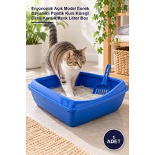 Yenilig 1 Adet Küçük Açık Kedi Tuvaleti – Ergonomik Açık Model Esnek Dayanıklı Plastik Kum Küreği Dahil Karışık Renk Litter Box