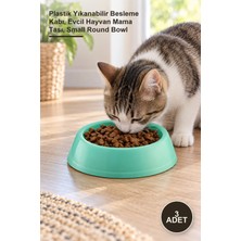Yenilig 3 Adet Küçük Yuvarlak Mama Kabı – Plastik Yıkanabilir Besleme Kabı, Evcil Hayvan Mama Tası, Small Round Bowl