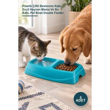 Yenilig 5 Adet Ikili Büyük Mama Kabı – Plastik Çiftli Beslenme Kabı, Evcil Hayvan Mama ve Su Kabı, Pet Bowl Double Feeder