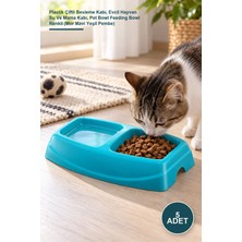 Yenilig 5 Adet Ikili Küçük Mama Kabı – Plastik Çiftli Besleme Kabı, Evcil Hayvan Su ve Mama Kabı, Pet Bowl Feeding Bowl Renkli (Mor Mavi Yeşil Pembe)