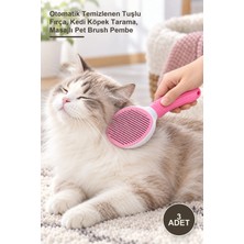 Yenilig 3 Adet Evcil Hayvan Tüy Toplama Tarağı – Otomatik Temizlenen Tuşlu Fırça, Kedi Köpek Tarama, Masajlı Pet Brush Pembe