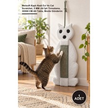 Yenilig 1 Adet Kedi Temalı Tırmalama Tahtası – Welsoft Kaplı Kedi Evi ve Cat Scratcher, 5 mm Jüt Ipli Tırmalama, 30X60 cm Alt Tabla, Monte Gönderim