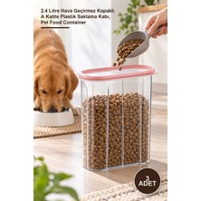 Yenilig 3 Adet Mama Kabı – 2.4 Litre Hava Geçirmez Kapaklı A Kalite Plastik Saklama Kabı, Pet Food Container