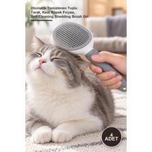 Yenilig 4 Adet Evcil Hayvan Tüy Tarağı – Otomatik Temizlenen Tuşlu Tarak, Kedi Köpek Fırçası, Self-Cleaning Shedding Brush Gri