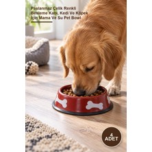 Yenilig 4 Adet Desenli Metal Mama Kabı – Paslanmaz Çelik Renkli Besleme Kabı, Kedi ve Köpek Için Mama ve Su Pet Bowl