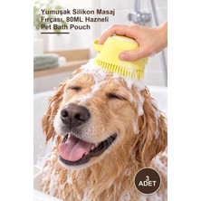 Yenilig 3 Adet Şampuan Hazneli Kedi ve Köpek Yıkama Kesesi – Yumuşak Silikon Masaj Fırçası, 80ML Hazneli Pet Bath Pouch