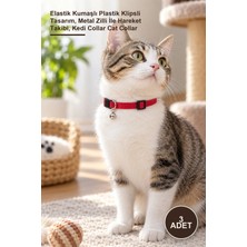 Yenilig 3 Adet Zilli Kedi Tasması – Elastik Kumaşlı Plastik Klipsli Tasarım, Metal Zilli Ile Hareket Takibi, Kedi Collar Cat Collar