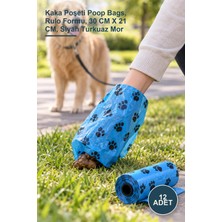 Yenilig 12 Adet Köpek Dışkı Poşeti – Kaka Poşeti Poop Bags, Rulo Formu, 30 cm x 21 Cm, Siyah Turkuaz Mor