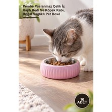 Yenilig 10 Adet Organik Seramik Mama Kabı – Pembe Paslanmaz Çelik Iç Kaplı Kedi ve Köpek Kabı, Doğal Sağlıklı Pet Bowl