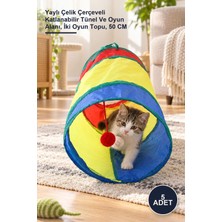 Yenilig 5 Adet Kedi Oyun Tüneli – Yaylı Çelik Çerçeveli Katlanabilir Tünel ve Oyun Alanı, Iki Oyun Topu, 50 cm