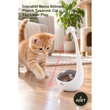 Yenilig 1 Adet Kuğu Şeklinde Lazerli Kedi Oyuncağı – Interaktif Mama Bölmeli Plastik Tasarımlı Cat Toy Laser Play