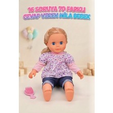 Farbu Oyuncak 16 Soruya 70 Değişken Cevap Veren Mila Bebek 50 cm Gövdesi Bez Kolları Bacakları ve Kafası Et Bebek