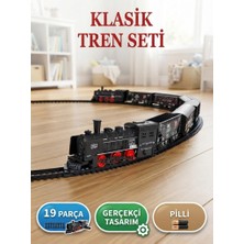 Farbu Oyuncak 19 Parça Klasik Ekspres Tren Seti - Pilli Oyuncak Eğitici Eğlenceli Tren ve Ray Seti