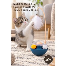 Yenilig 3 Adet Zilli Hacıyatmaz Kedi Oyuncağı – Metal Zil Kedi Otu Hazneli Tünelli ve Tüylü Toplu Cat Toy