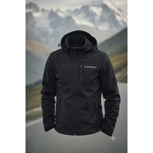 Snowmount Siyah Renk Trail Softshell Su İtici Rüzgar Geçirmez Kapüşonlu Ceket Mont