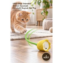 Yenilig 3 Adet Hareketli Çiçek Kedi Oyuncağı – USB Şarjlı Interaktif Silikon Oyuncak Hareketli Kuyruk Cat Toy