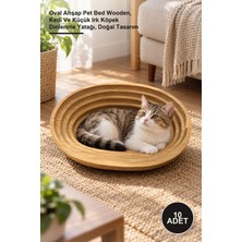 Yenilig 10 Adet Evcil Hayvan Oval Ahşap Yatak – Oval Ahşap Pet Bed Wooden, Kedi ve Küçük Irk Köpek Dinlenme Yatağı, Doğal Tasarım