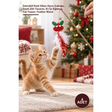 Yenilig 4 Adet Yılbaşı Temalı Zilli Kedi Oyun Oltası – Interaktif Kedi Oltası Oyun Çubuğu, Tüylü Zilli Tasarım, Ev Içi Eğlence, Cat Teaser, Feather Wand