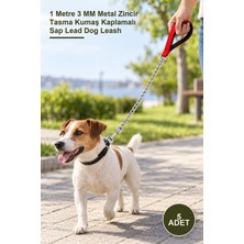 Yenilig 5 Adet Köpek Gezdirme Zinciri – 1 Metre 3 mm Metal Zincir Tasma Kumaş Kaplamalı Sap Lead Dog Leash