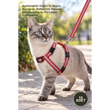 Yenilig 10 Adet Reflektörlü Kedi Göğüs Tasması – Ayarlanabilir Göğüs ve Boyun Kavrayışlı, Reflektörlü Harness, Gezdirme Kayışı, Pet Leash