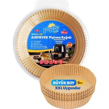 Airfryer Pişirme Kağıdı, Fritöz Yağlı Kağıdı, Yanmaz Kağıt Xxl Uyumlu 50 Adet,yuvarlak Büyük Boy (20X20)