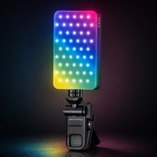 Mini LED Fill Light, Rgb Kamera ve Telefon Video Işığı, 129 Led, 6W, 3000MAH, 2800-9000K, Crı ≥95,%0-100 Parlaklık, Usb-C, 1/4 Vida, 360° Açı, Sos, Be