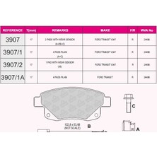 Fren Balata Arka (Fişsiz) Ford Transıt (V347) 2006-2014 /vw Amarok 2.0 Tdı-2.0 Bıtdı-2.0 Tsı 2010-
