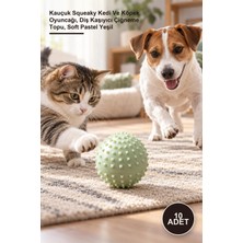 Yenilig 10 Adet Sesli Dikenli Evcil Hayvan Oyuncak Topu – Kauçuk Squeaky Kedi ve Köpek Oyuncağı, Diş Kaşıyıcı Çiğneme Topu, Soft Pastel Yeşil
