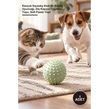 Yenilig 1 Adet Sesli Dikenli Evcil Hayvan Oyuncak Topu – Kauçuk Squeaky Kedi ve Köpek Oyuncağı, Diş Kaşıyıcı Çiğneme Topu, Soft Pastel Yeşil