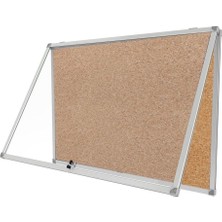 Kilitli Cam Ilan Panosu 90X120CM Mantar
