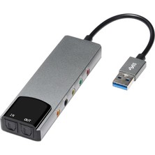 Apera HY-601 Harici USB 5.1 / 7.1 Kanal Ses Kartı – CM6206 Chipset, Spdıf Optik Giriş/çıkışlı Alüminyum Gövdeli Ses Adaptörü