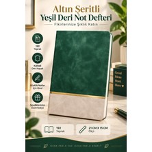 Yenilig Altın Şeritli Deri Not Defteri – 192 Yaprak – 21 x 15 cm – Şık Tasarımlı Günlük ve Ajanda Defteri