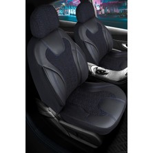 Freshstart Volkswagen Polo Deri Detaylı Oto Koltuk Kılıfı Siena Serisi Siyah Mavi