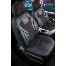 Freshstart Fiat Egea Sedan Deri Detaylı Oto Koltuk Kılıfı Siena Serisi Siyah Kırmızı