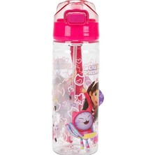 LilyMoon Kedili Kız Desenli Pipetli Çocuk Matarası 500 ml - Askılı Suluk - Ready To Party