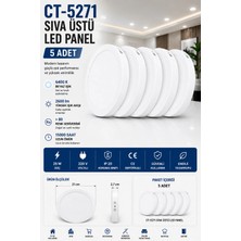 Yenilig 5 Adet CT-5271 Sıva Üstü LED Panel 25W 6400K Beyaz Işık Beyaz Kasa – 21 cm Çap 2600 Lümen