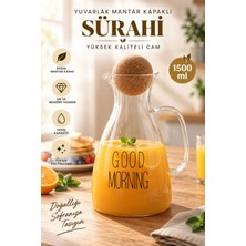 Yenilig 1500 ml Yuvarlak Mantar Kapaklı Cam Sürahi Yüksek Kaliteli Şeffaf Içecek Sürahisi