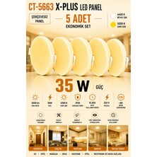 Yenilig 5 Adet CT-5663 X-Plus 35W Sarı Işık 3200K Çerçevesiz LED Panel Sıva Altı Spot