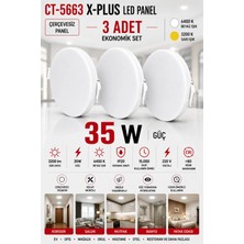 Yenilig 3 Adet CT-5663 X-Plus 35W Beyaz Işık 6400K Çerçevesiz LED Panel Sıva Altı Spot
