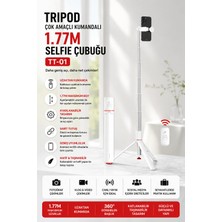 Yenilig Tripod Çok Amaçlı Kumandalı 1.77M Selfie Çubuğu Tt-01 Beyaz | Bluetooth Telefon Tripodu Android Ios Uyumlu 360° Dönebilen