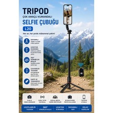 Yenilig Tripod Çok Amaçlı Kumandalı Selfie Çubuğu L20 Siyah | Bluetooth Uzaktan Kumandalı Telefon Tripodu Android Ios Uyumlu 360° Dönebilen
