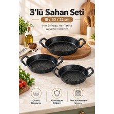 Kochler 3’lü Granit Kaplama Döküm Sahan Seti – 18, 20 ve 22 cm Çift Kulplu Sahan Takımı