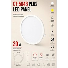 Yenilig CT-5648 Plus LED Panel 20W Beyaz Işık 6400K Yuvarlak Sıva Altı LED Spot Armatür