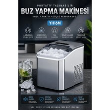 Yenilig Portatif Taşınabilir Hızlı Buz Yapma Makinesi YH16M Gümüş – 1.8l Su Hazneli, 6-8 Dakikada Buz Üreten Kompakt Buz Makinesi