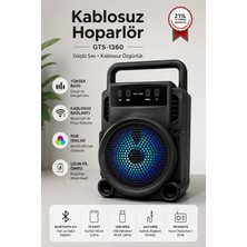 Yenilig GTS-1360 Bluetooth Hoparlör Kablosuz Taşınabilir Speaker | Extra Bass | Rgb LED Işıklı | Usb/tf Kart/aux Destekli | Fm Radyo | Siyah