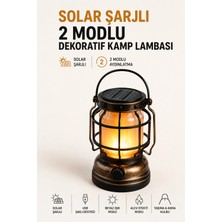 Yenilig Solar Şarjlı 2 Modlu Dekoratif Kamp Lambası Retro Gaz Lambası USB Şarjlı LED Fener