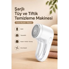 Yenilig Şarjlı Tüy ve Tiftik Temizleme Makinesi Extra Bıçaklı Beyaz – Kazak, Koltuk, Kumaş ve Kıyafetler Için Taşınabilir Tiftik Toplama Cihazı